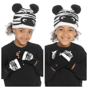 Kids Zebra Hat and Glove Set - 0% Vat