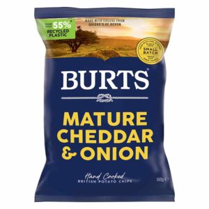 Burts Mature Cheddar & Onion Chips 150g x 10