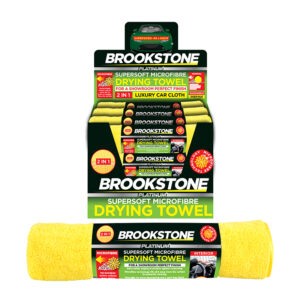 Brookstone Microfibre XL Drying Towel 80cm x 60cm in display of 12