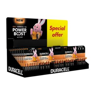 Duracell Power Boost AA & AAA 8 Pack in counter display of 38