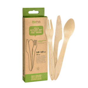 Duni Assorted Wooden Cutlery 16cm 18 pack in display of 10