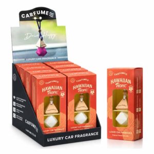 Carfume Hawaiian Tropic Hanging Diffuser Air Freshener in a Display of 10