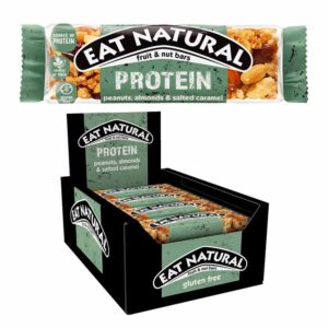Eat Natural Protein Packed with Salted Caramel & Peanut Bar 40g in display of 12