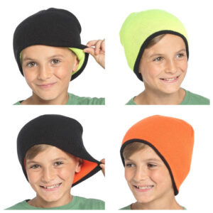 Kids Neon Reversible Beanie - 0% Vat