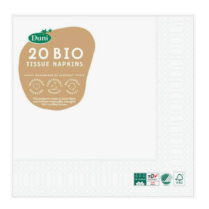 Duni Bio Napkins 33cm x 33cm White 20 pack in display of 12
