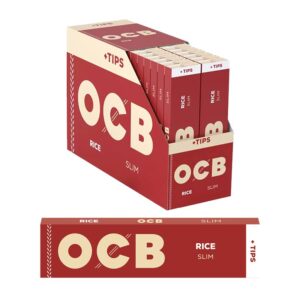 OCB King Size Slim Rolling Papers & Tips Rice x 32