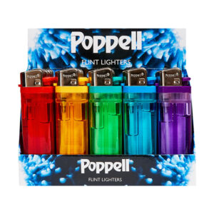 Poppell T25 Flint Lighters display of 25