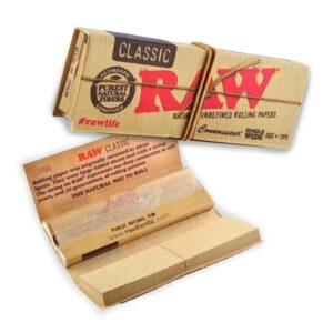 Raw King Size Rolling Papers & Tips Classic Connoisseur 32s x 24