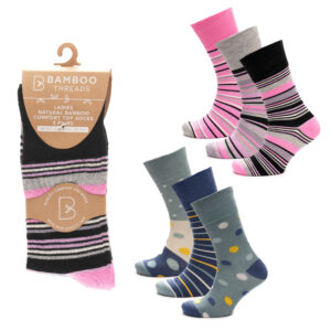 Ladies Bamboo Design Socks 3 Pack 4-8