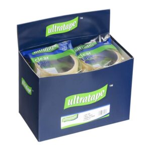 Ultratape Clear Tape 24mm x 40m in display of 12