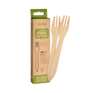 Duni Wooden Forks 18cm 10 pack in display of 12