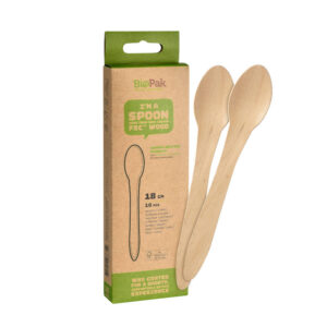 Duni Wooden Spoons 18cm 10 pack in display of 12