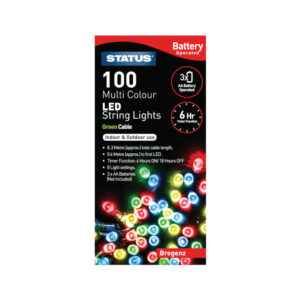 Status LED Christmas Lights Battery 100 Multi Colour