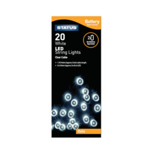Status LED Christmas Lights Battery 20 White