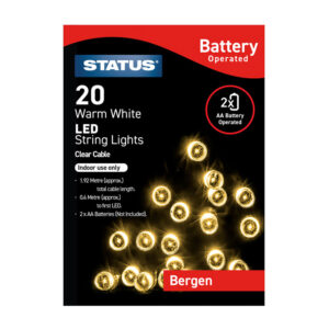 Status LED Christmas Lights Battery 20 Warm White