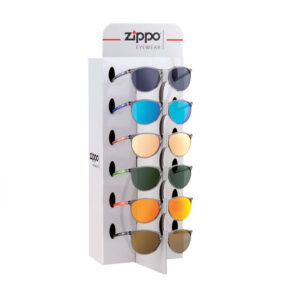Zippo Sunglasses Neon Rim + Pouches in display of 9