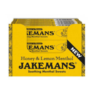 Jakemans Stickpack Honey & Lemon in display of 20