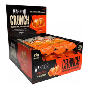 Warrior Crunch Protein Salted Caramel Bars in display of 12