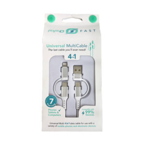 FIFO Fast Universal Multi Cable 4in1 USB, USB-C to USB-C & Lightning 7ft