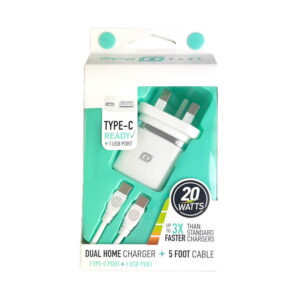 FIFO Fast Home Charger with Type C port and 5 ft Type C to Type C Cable