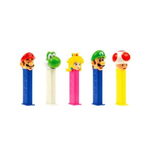 Pez Dispensers Nintendo in display of 12