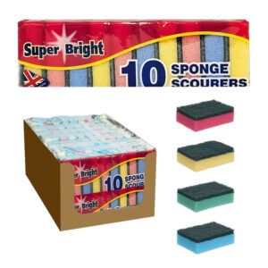 Super Bright Sponge Scourers 10 Pack x 10