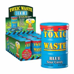 Toxic Waste Nuclear Blue Drums 42g in display of 12
