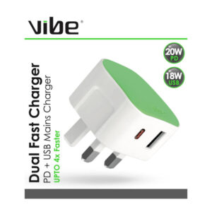 Vibe M5 Dual USB Mains Charger PD + USB