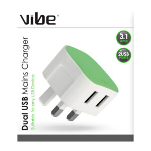 Vibe M5 Dual USB Mains Charger 3.1amp
