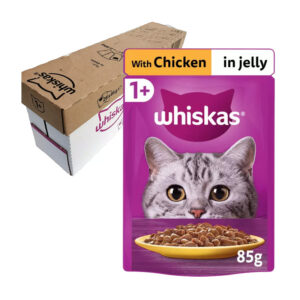 Whiskas Aged 1+ Chicken in Jelly Pouch 85g in display of 28