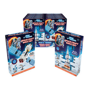 Star Voyagers Space Craft Brick Set in display of 8