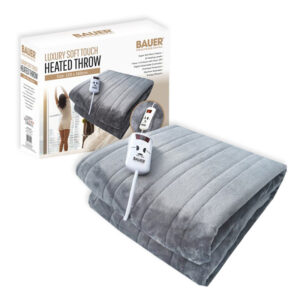 Luxury Soft  Touch Heated Throw Grey. 120 x 160cm