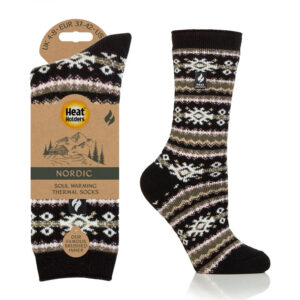 Heat Holders Ladies Lite Nordic Black & Olive Socks 4-8