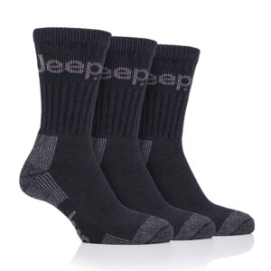 Mens Jeep Walking Socks 3 Pack Black 6-11