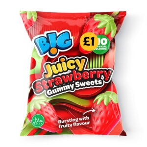 B!G Juicy Strawberry Gummy Sweets PM £1 150g x 10