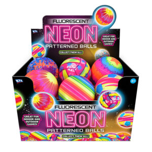 Fluorescent Neon Pattern Balls in display of 12