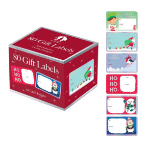 Christmas Gift Labels Self Adhesive 80 Per Roll in display of 24