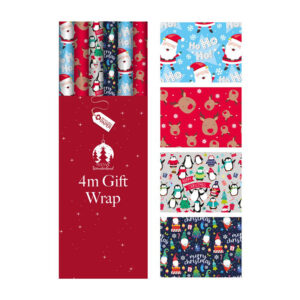 Christmas Gift Wrap Kids 4m x 70cm in display of 36