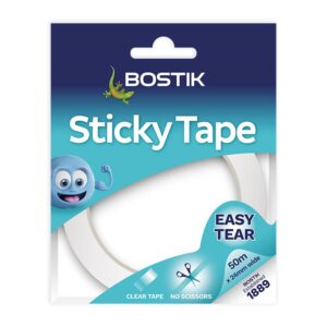 Bostik Clear Sticky Tape in display of 12