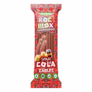 Roc Blox Supercharged Sour Cola Cables 170g in a display of 12