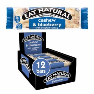 Eat Natural Cashew & Blueberry  with Yoghurt Coating Bars 40g in display of 12
