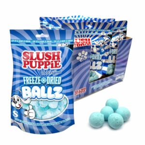 Slush Puppie Freeze Dried Ballz Blue Raspberry 35g in display of 12