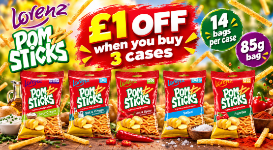 Lorenz Pom Sticks £1 OFF when you buy 3 cases