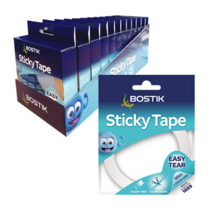 Bostik Clear Sticky Tape in display of 12
