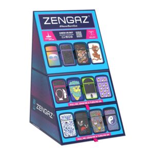 Zengaz Lighters in a display of 48