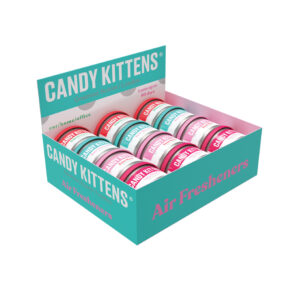 Candy Kittens Fibre Cans Air Fresheners in display of 12