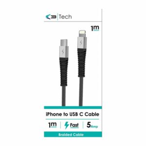 Vibe C3 Braided iPhone To USB Type C Cable 1 Metre