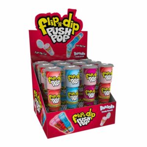 Bazooka Flip N Dip Push Pop 25g in a display of 12