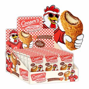 Cooper's Chocolate Crunchy Drumchicks 50g in a display of 18