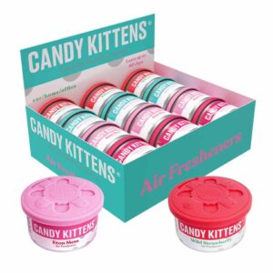 Candy Kittens Fibre Cans Air Fresheners in display of 12